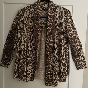 Eli Tahari Animal Print Cardigan Sweater